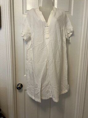 H&M Linen Blend White Button Up Shirt